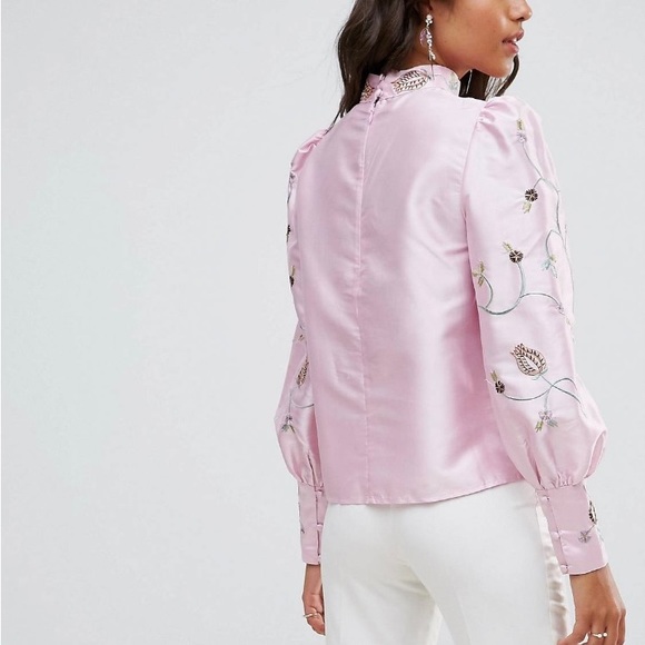 ASOS Premium Embroidered Top with Exaggerated Sleeve. - Picture 3 of 6